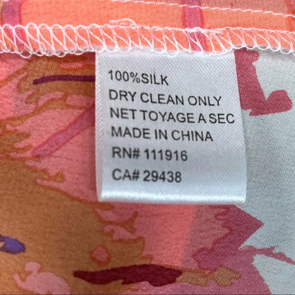 Yumi Kim Silk Floral Long Sleeve Yumi  Top Size XS in Cream and Coral - Picture 7 of 9